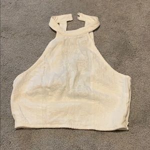 White high neck crop top
